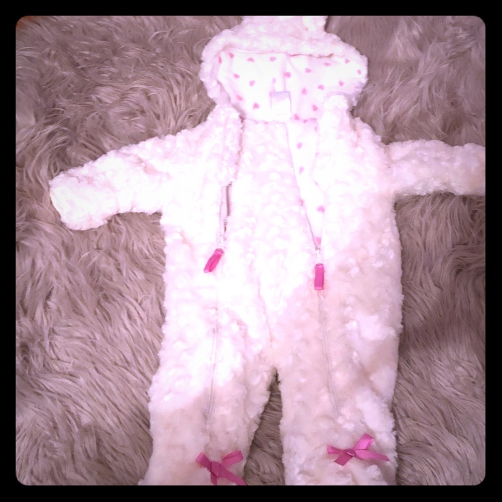 Cream Colored Lamb Snowsuit Size: 6/9m